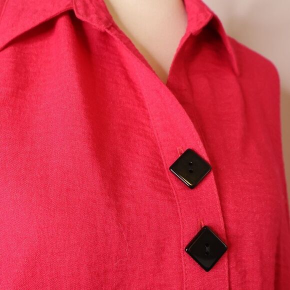 YUSHI Button Front Lagenlook Art to Wear Artsy Top Crinkle Metallic Shimmer Sz M - Picture 5 of 8